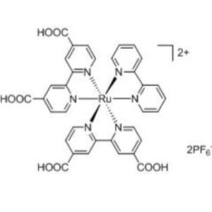 Đồng (II) bis(4,4'-dicarboxylic acid-2,2'-bipyridine)(2,2'-bipyridine)-hexafluorophosphate; CAS: 888700-85-4 - Vật liệu điện hóa phát quang, ứng dụng trong pin phát quang.